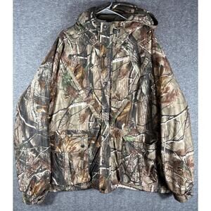 Remington Jacket Mens 2XL Camo Hunting Real Tree Hardwoods Hooded Fleece Lined